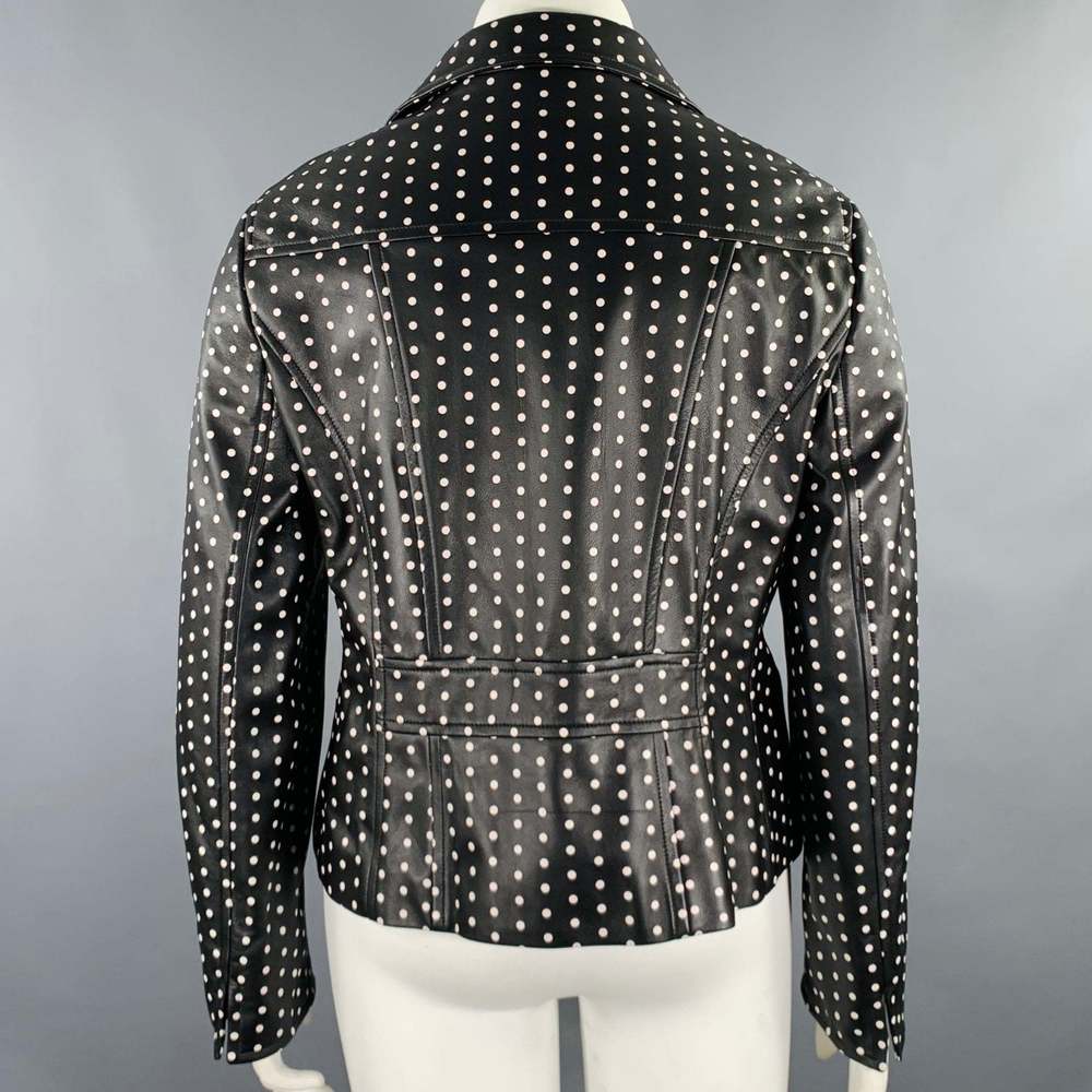 AKRIS Black White Leather Polka Dot Lambskin Biker Jacket - Picture 4 of 8